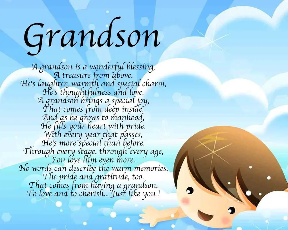 personalised grandson keepsake poem GRANDSON GIFT 