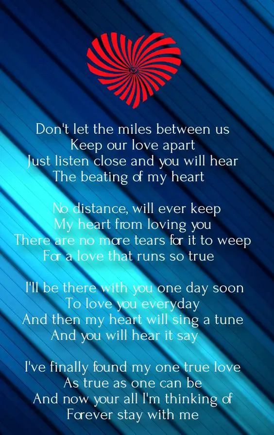 Love distance poems in Deep Romantic