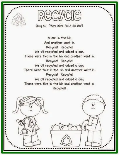 reduce reuse recycle poem for kids