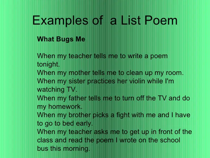 List Poems