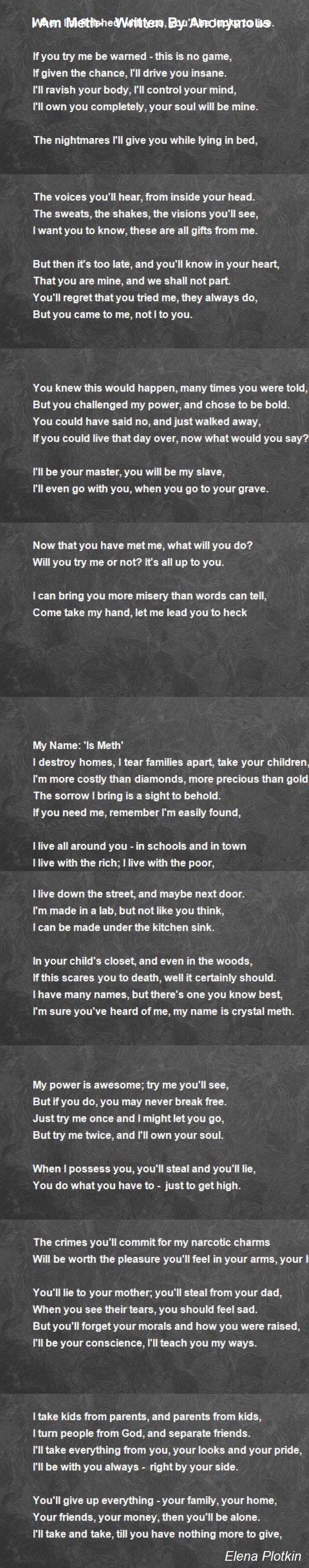 My name is meth poem