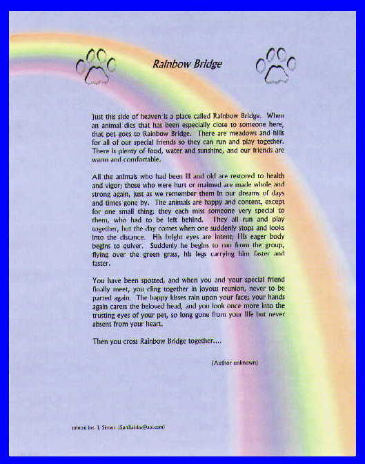 Rainbow Bridge Poems
