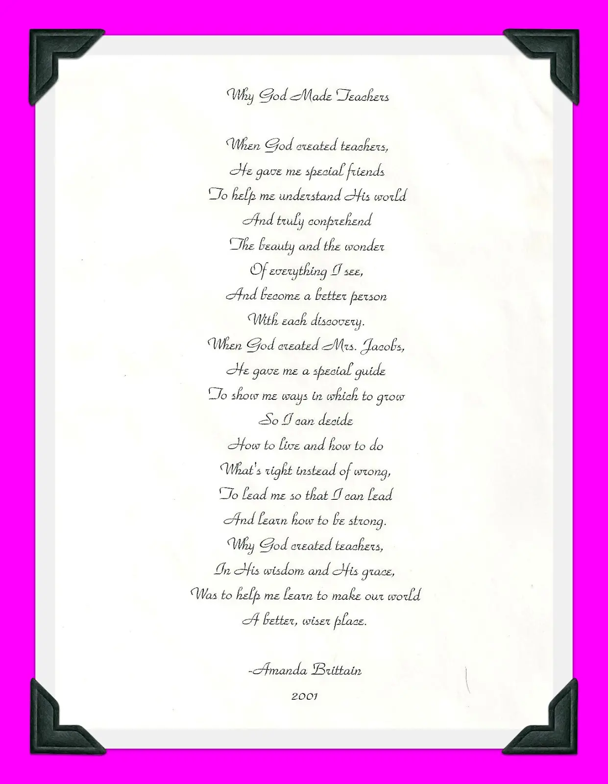 Teacher poem. English poems about teachers. Poems about teachers for Kids. When God created teachers.