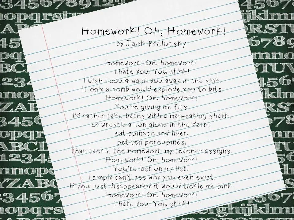 homework you stink poem