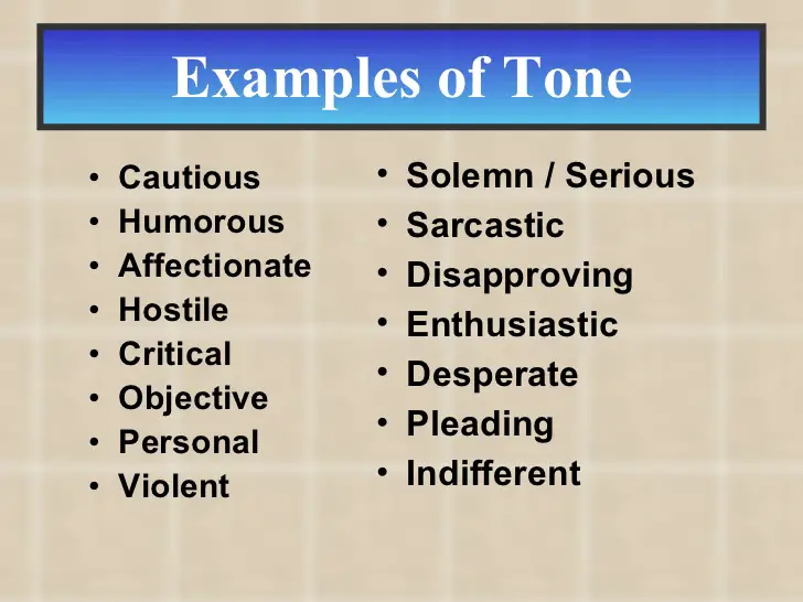 Examples of Tone in a Story