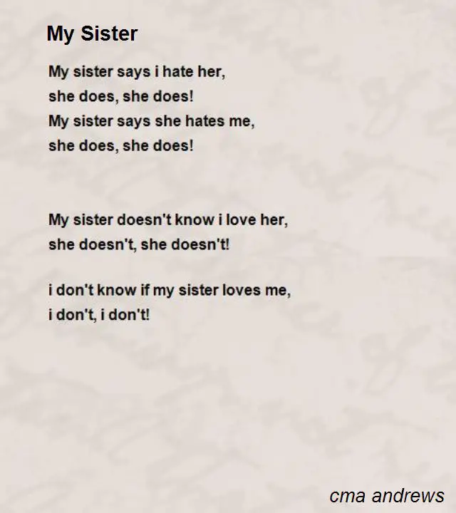 She sister перевод. Poem sister. Poem about sister. My sister poem. Poem about Elder sister.