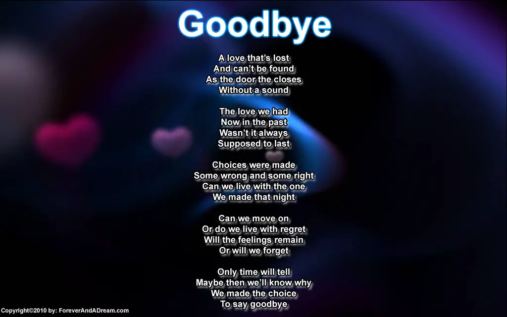Песня i see i say. Стихотворение Goodbye. Goodbye poem. Goodbye картинка. Farewell my Love открытка.