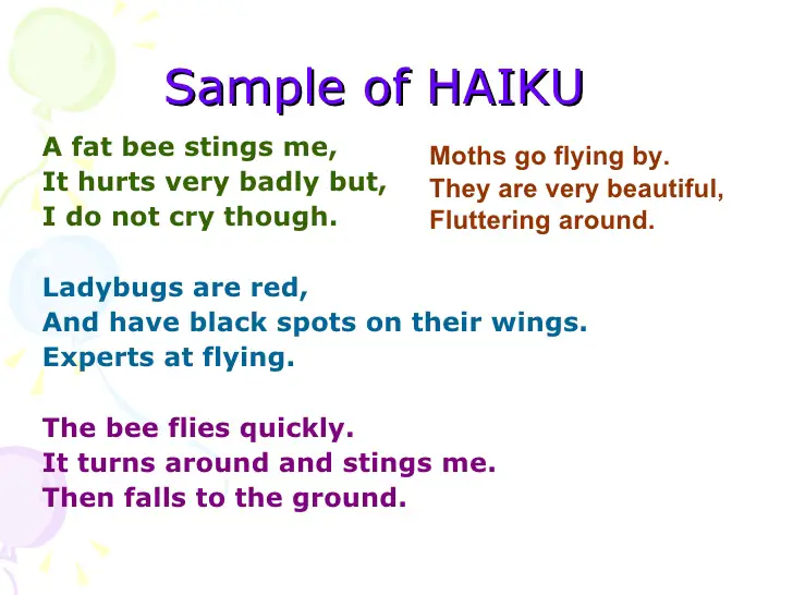 Examples of haiku Poems