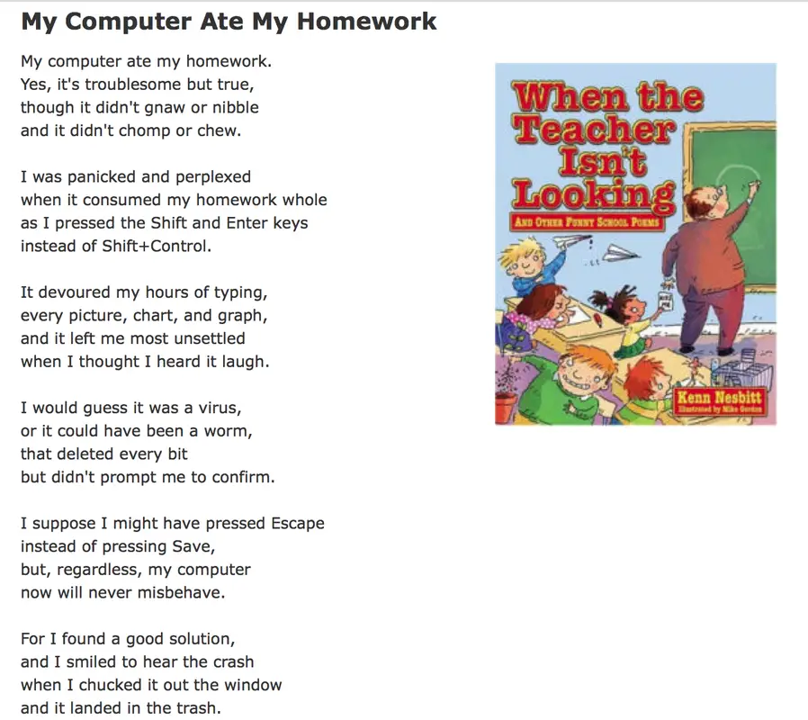 funny poems about homework