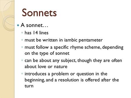 sonnet iambic poemsearcher