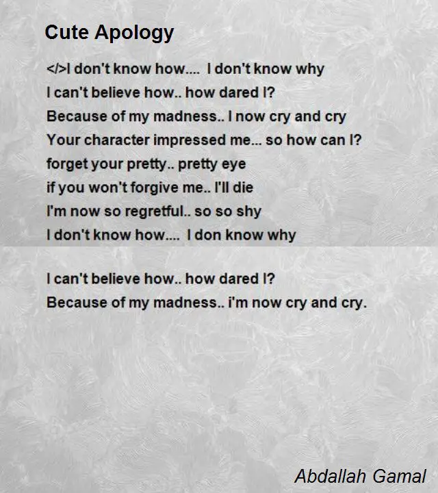 Regret poems and apology of 28 I'm