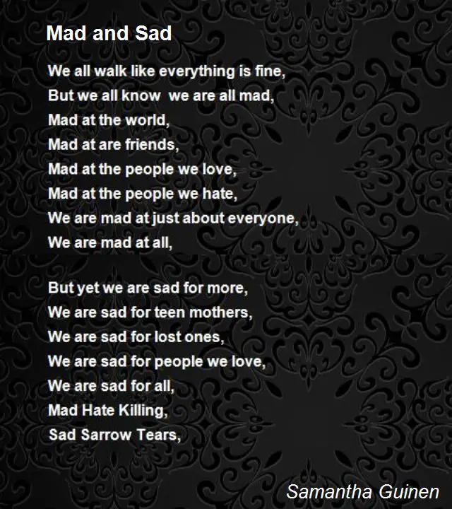 Переведи mad. Sad poem. Sadness poem. Poems about Sadness. Sad перевод.