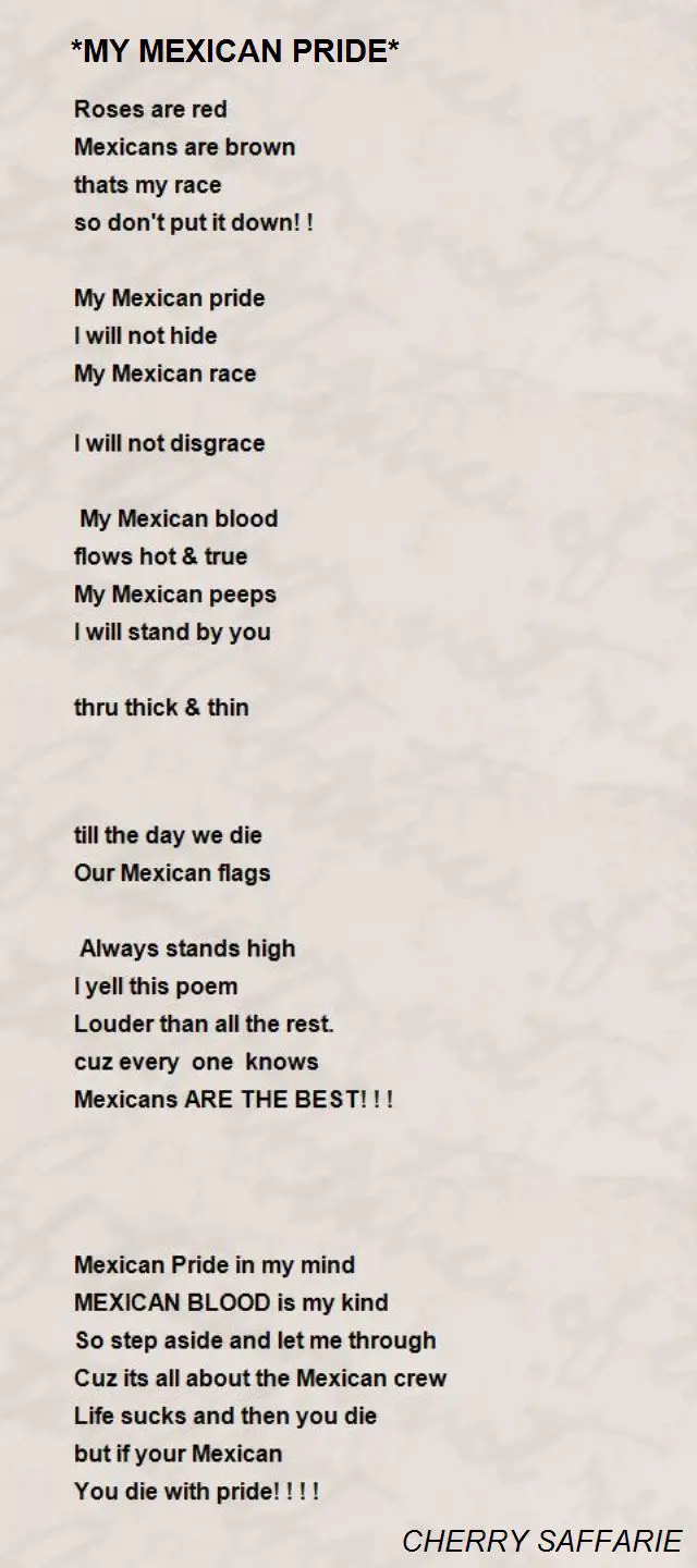 proud to be mexican poems