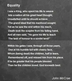 write a critical essay about the poem equality
