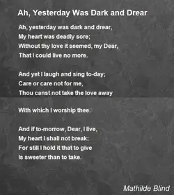 yesterday poems mathilde blind drear ah dark poemsearcher