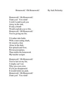 poem on homework in english
