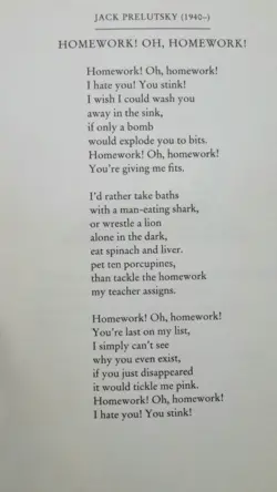 my teacher ate my homework poem mcq